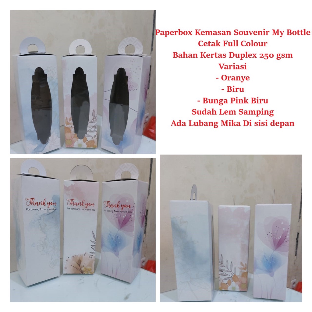 Paperbox Kemasan My Bottle Murah Uk. 7 x 7 x 20 Bahan Duplex 250 gsm , Cetak Full Colour
