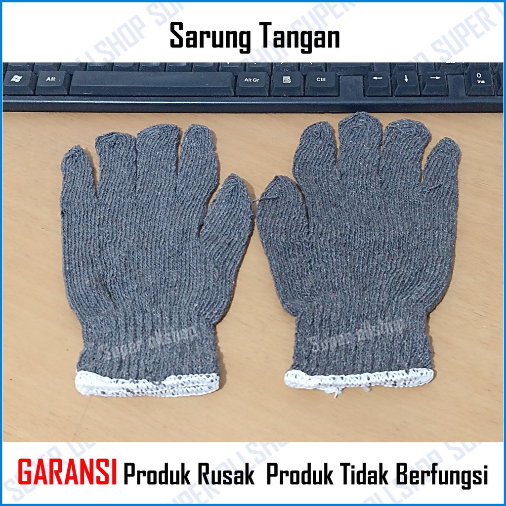 Sarung Tangan Safety / Sarung Tangan Kain Katun Abu Abu Benang Rajut Proyek Bangunan 1 Pack