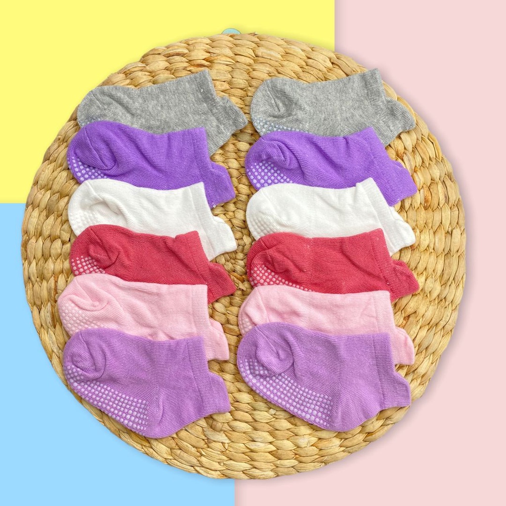 MMM Kaos Kaki Bayi Anti Slip Pendek Motif Polos 6479 Kaos Kaki Anak Perempuan Laki Laki Polos 3D Lucu Baby Socks Kids Cute Unik Anti Slip Murah Import