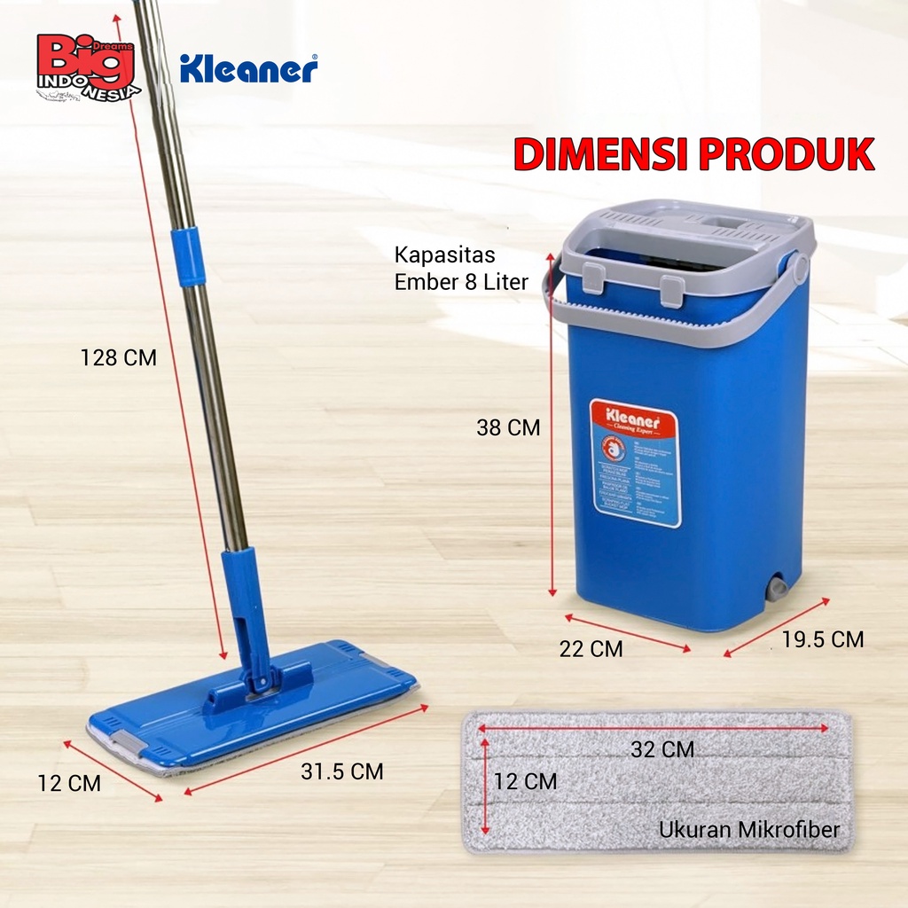 Alat Pel Peras Bilas Stainless Kain Microfiber Scratch Mop Pembersih Lantai Kleaner GST003