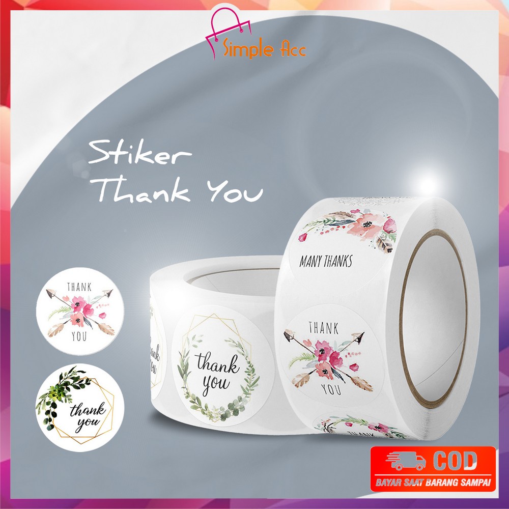 

DO-C817 Sticker Thank You 1 Roll 500PCS Stiker Label Makanan Tulisan Segel Ucapan Terima Kasih / Stiker Label Thankyou Kemasan Packing Serbaguna