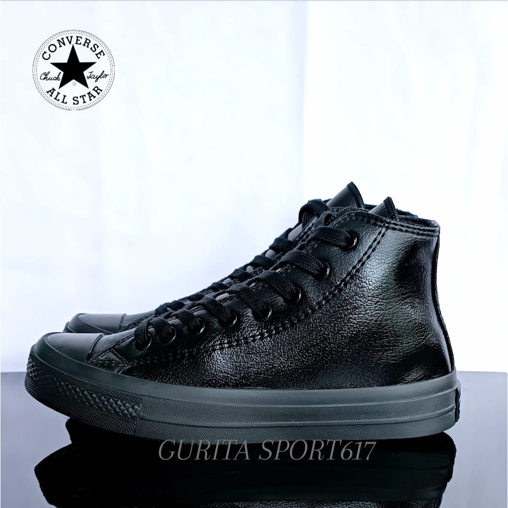 Sepatu Converse Tinggi Kulit Pria | All Star Full Black