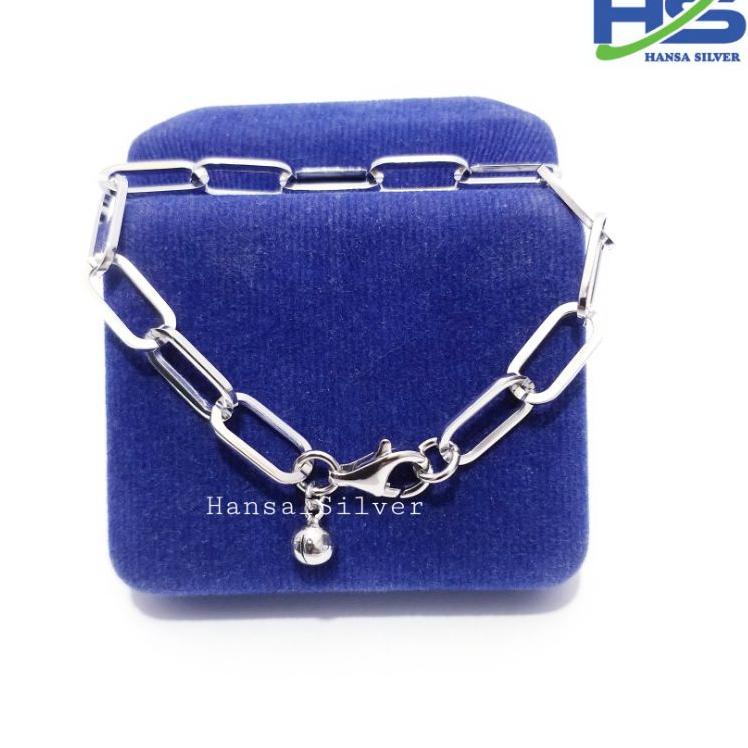 Promo Besar-Besaran 2023✪ Gelang Perak Asli Silver 925 Lapis Emas Putih Model Rantai Catena - Gelang