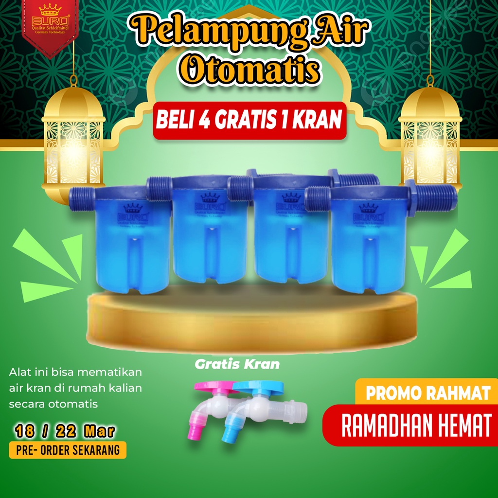 PAKET HEMAT RAMADHAN SUPER MURAH 4 PELAMPUNG + KRAN WARNA WARNI +DRAT PUTIH KECIL+4 SEALTIPE YSK