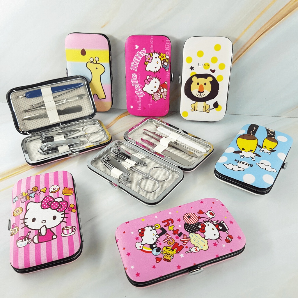 ENZ ® Menicure Pedicure set 7in1 / Dompet Paket Pembersih Kuku Pinset Gunting Korek Kuping 1247