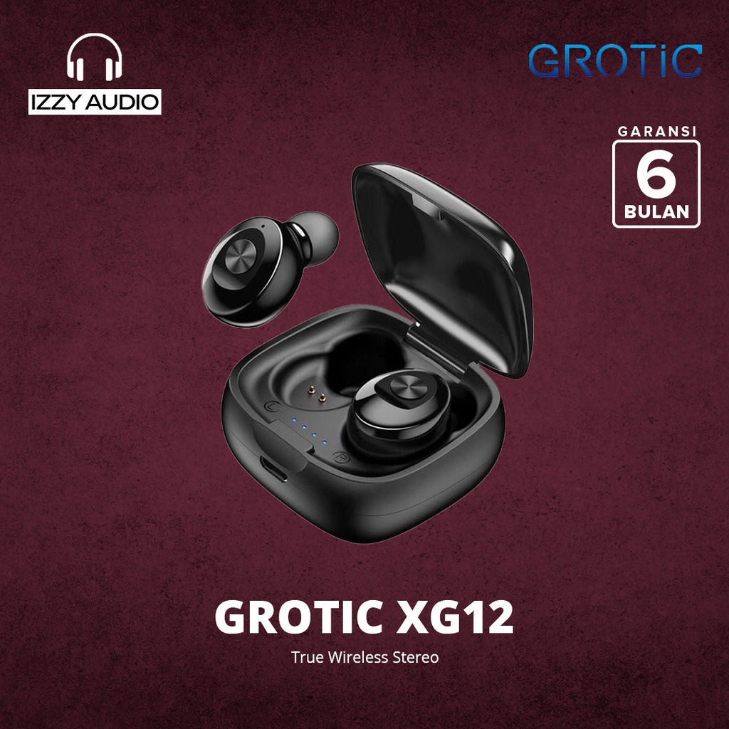 GROTIC Headset Bluetooth Earphone Wireless Stereo HIFI BT5.0 Sport Music Mini Earbuds TWS XG12