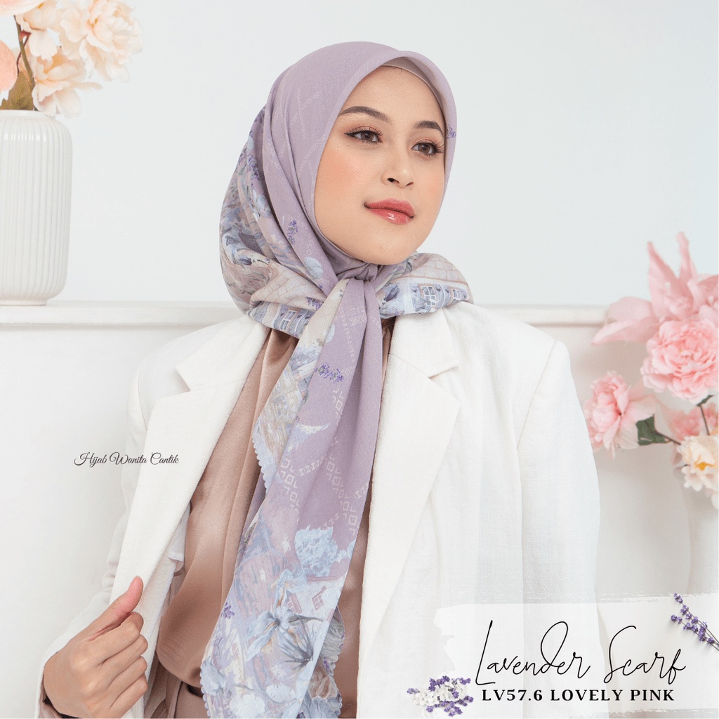 HIRA - Hijabwanitacantik - Segiempat Lavender Scarf LV57.6 Lovely Pink | Hijab Segi Empat Motif Jilb