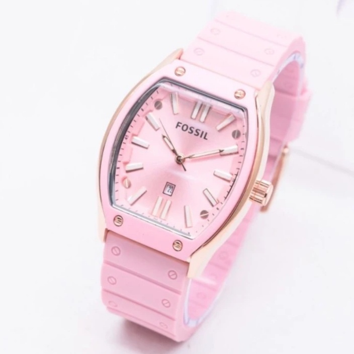 COD Jam Tangan Wanita Fashion FS Oval New Tanggal aktif Strap Rubber Karet Import Murah G59