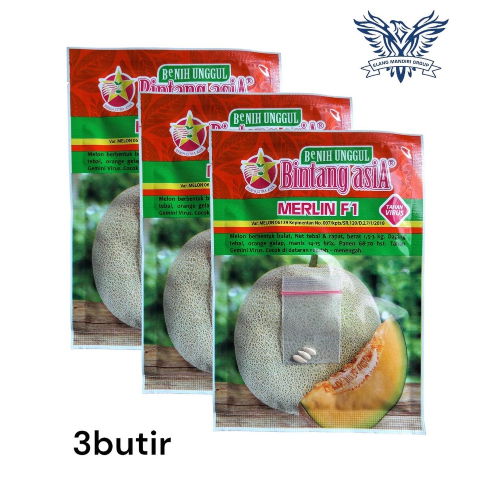 Repack 2000an BENIH BIBIT MELON MERLIN F1 Isi 3 Butir Bintang Asia Cocok Untuk Di Pekarangan