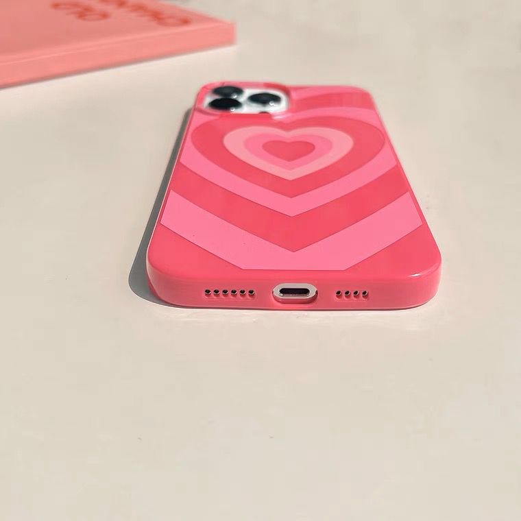 [ TPC ] iPhone Case For 14 Series TPU Soft Case Pink Love Print Glossy Candy Case Camera Protection Shockproof For iPhone 14 13 12 11 Plus Pro Max - IP073