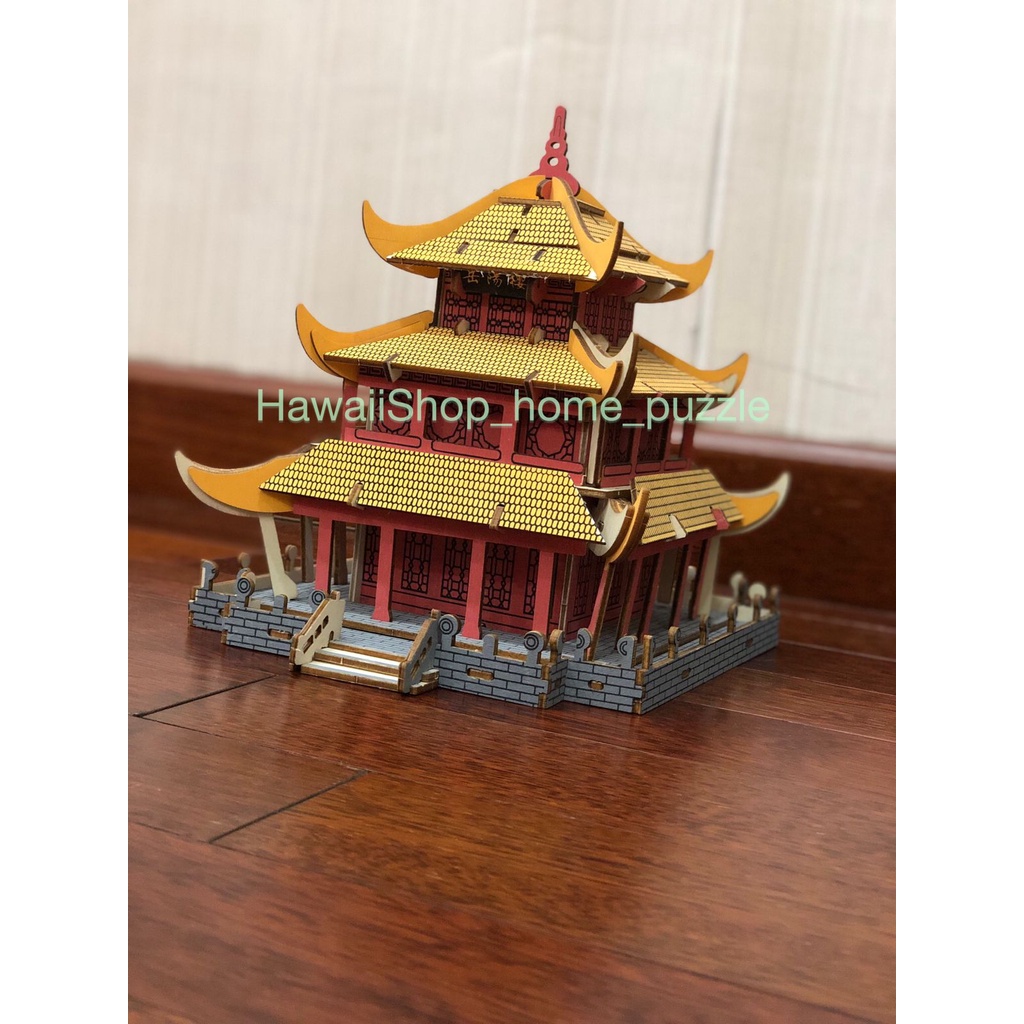 Puzzle 3D DIY Bahan Kayu Model Tempat Wisata Beijing Siheyuan mainan puzzle edukasi anak kado