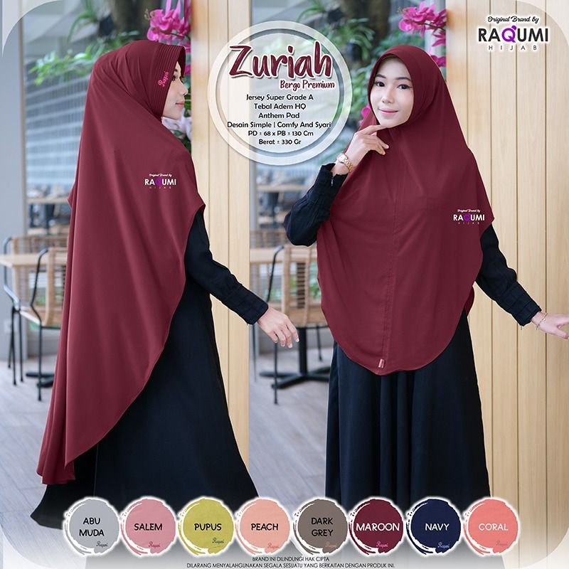 ZURIAH RAQUMI DAILY HIJAB UMROH PREMIUM HIJAB BERGO UMROH azizahwhiyeblack  zineta milo