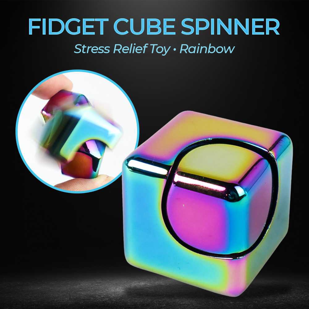 Fidget Cube Spinner Stress relief Toy Finger Block Rainbow - FCS01 - Multi-Color