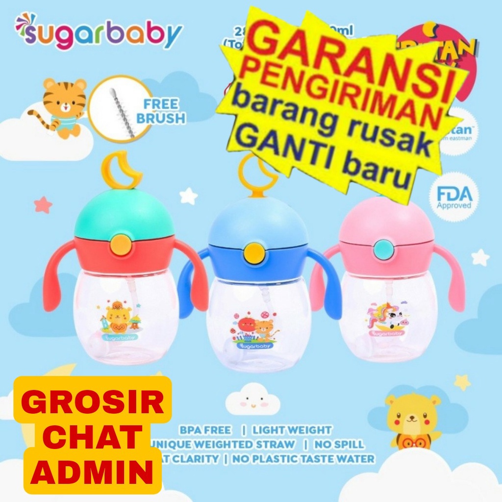 Sugar Baby TRITAN Sippy Cup Moon (240/280 ml, 9 mo+) BOTOL MINUM ANAK BENTUK BULAN BOTOL MINUM ANAK BOTOL MINUM SUGARBABY BOTOL MINUM ANAK SUGAR BABY