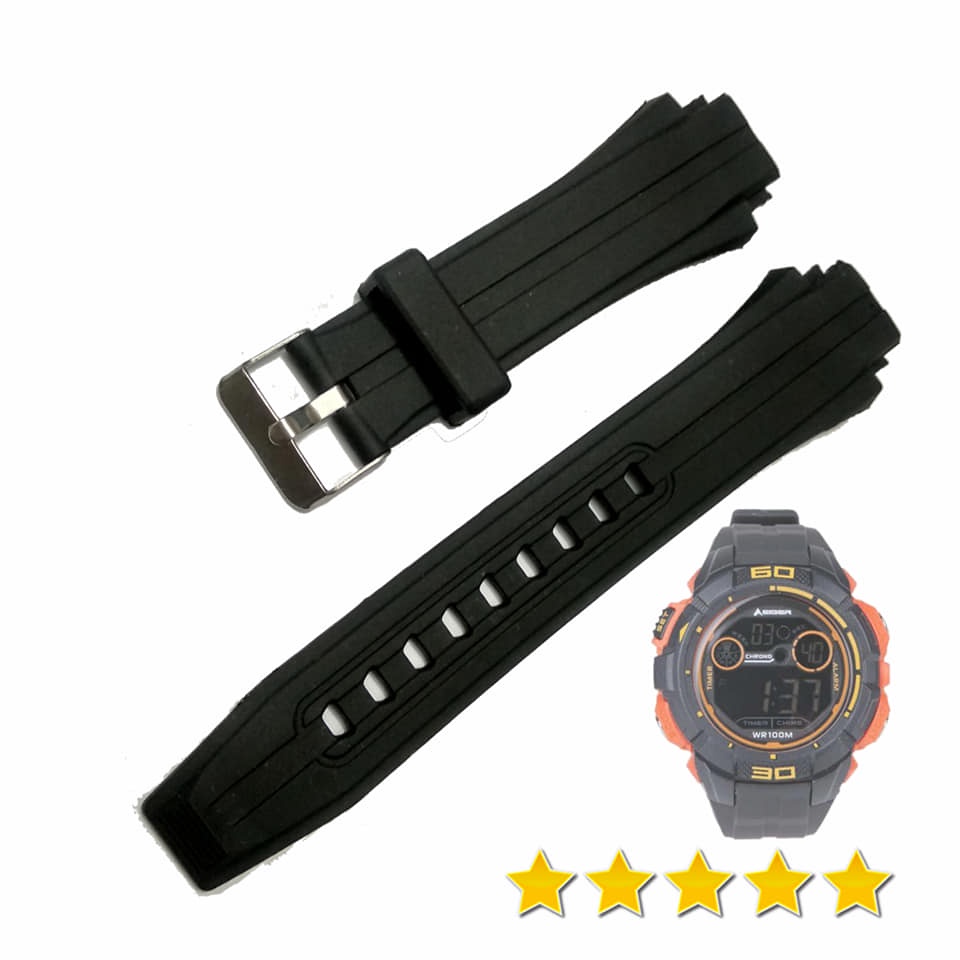 Tali jam tangan N282 20E Ataca 4.0 warna hitam bahan rubber