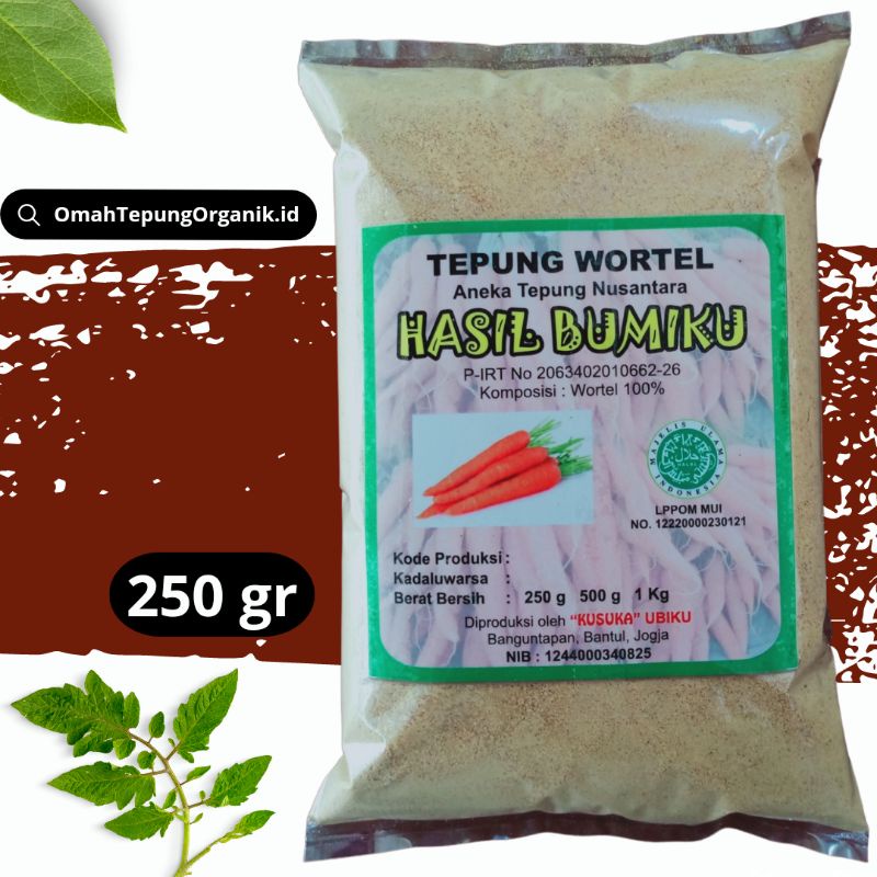 Tepung Wortel Organik kemasan 250 gram/Carrot Powder 250 gram/TEPUNG MPASI Wortel/Carrot Flour 250 g