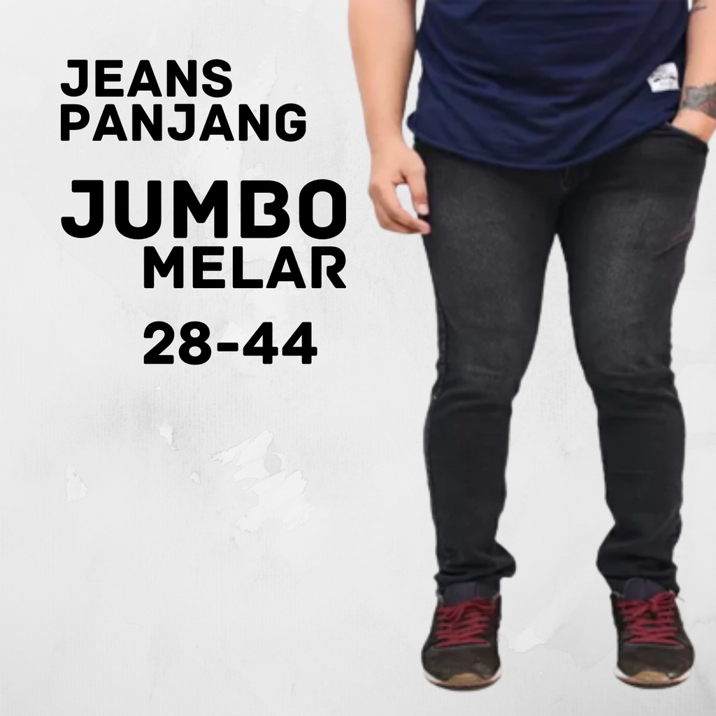 Celana Jeans Panjang Pria Reguler Standar Melar Big Size Jumbo Ukuran 28 Sampai 44