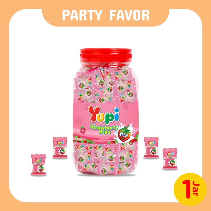 

PROMO LEBARAN !! Promo!! 3 PCS TOPLES Yupi Strawberry Kiss Jar 300GR