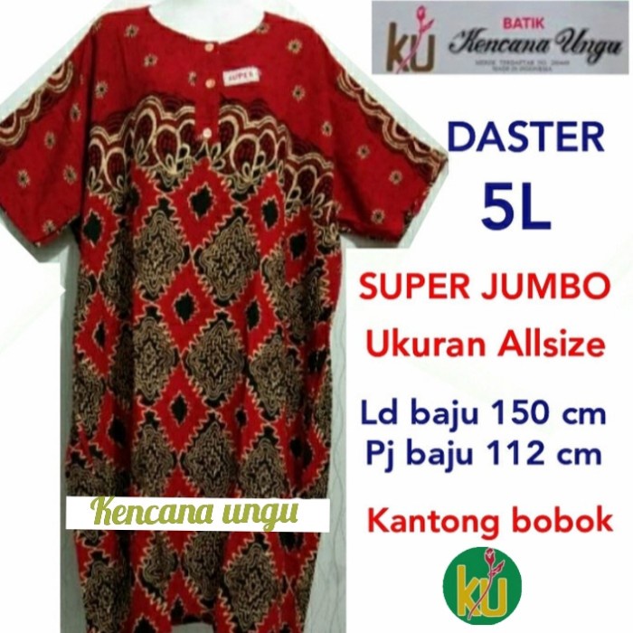 daster kekinian DASTER KENCANA UNGU 5L JUMBO PUTIH R6U7 best seller bisa cod katun atasan polos berm
