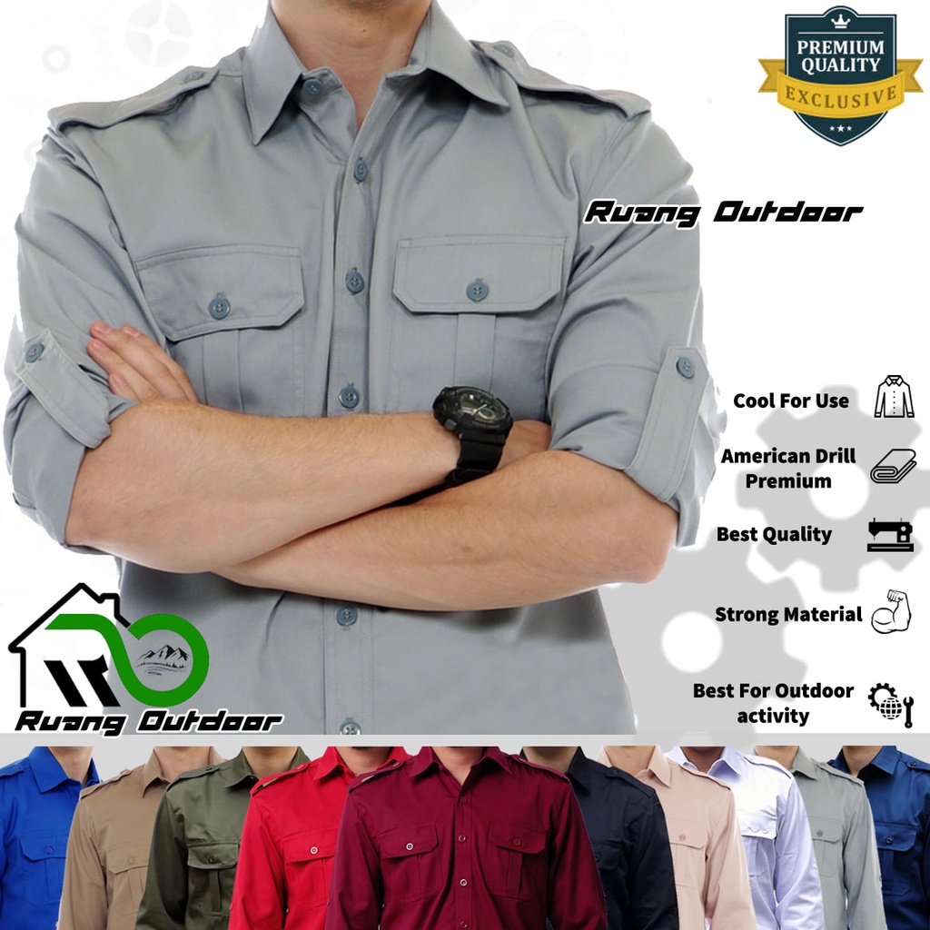 Baju Kemeja PDL PDH Lapangan Lengan Panjang - Pakaian Atasan Seragam Pria Wanita Premium Kerja Kanto