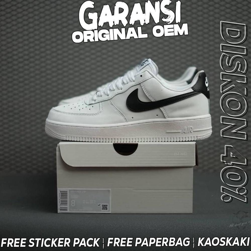 Sepatu Nike Air Force 1 Low White Black Original 100% | Sepatu Pria | Af1 | Bisa Di Scan | Sepatu Wa