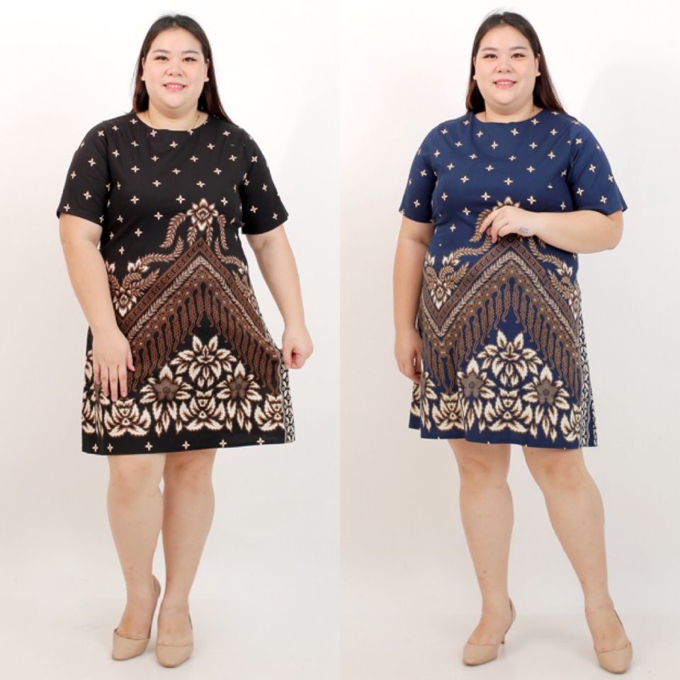DRESS BATIK WANITA JUMBO BIG SIZE LD 120cm XXL XXXL 038B BAJU HAMIL PESTA KERJA KANTOR ACARA FORMAL 