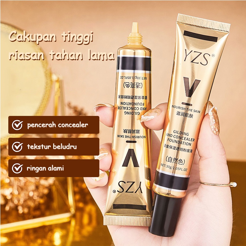 【READY STOCK】YZS Gilding And Concealer Liquid Foundation 30ml Lightweight Concealing Foundation Mempercantik Wajah  Melembabkan Dan Mencerahkan Kulit