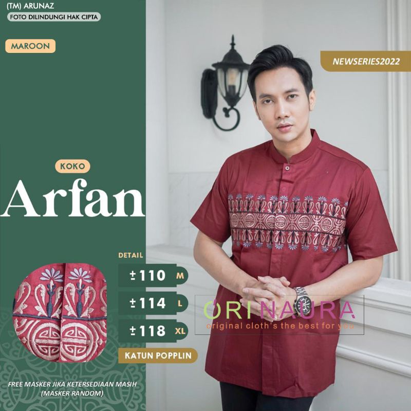 Koko Arfan Baju koko bordir Koko lebaran koko dewasa Kemeja muslim