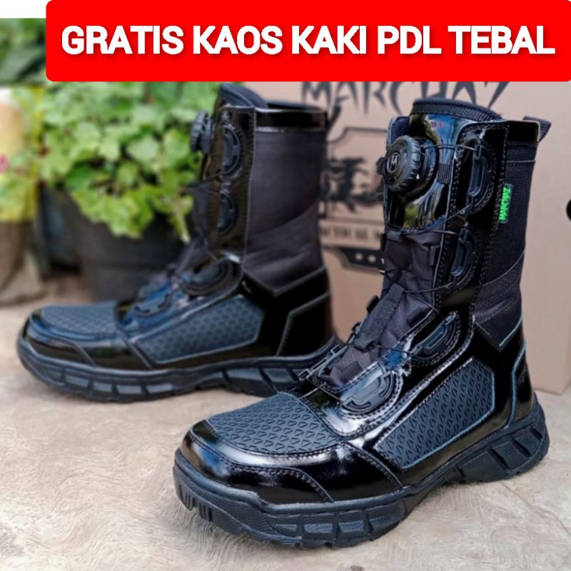 SEPATU PDL TALI PUTAR MARCHAZ KILAP TANPA SEMIR BAHAN KULIT SAPI ASLI SEPATU PDL TNI POLRI SECURITY 
