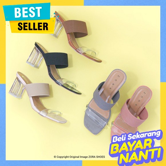 Sandal Hak High Heels Import Wanita Kaca Kokop Tali Belakang R 77 Hils Sendal Hels D4 53 Zara Highee