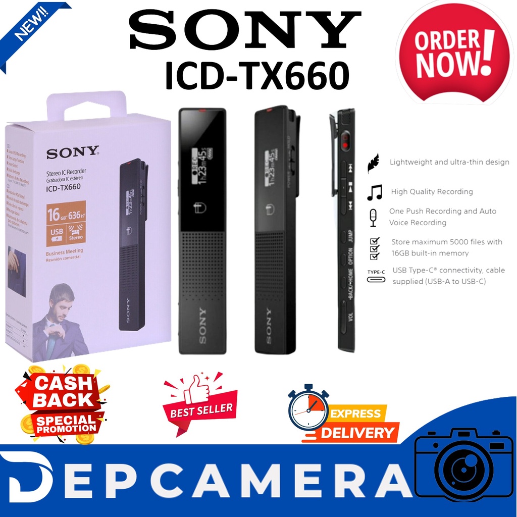 Sony ICD-TX660 Voice Recorder Digital Alat Perekam Suara Original