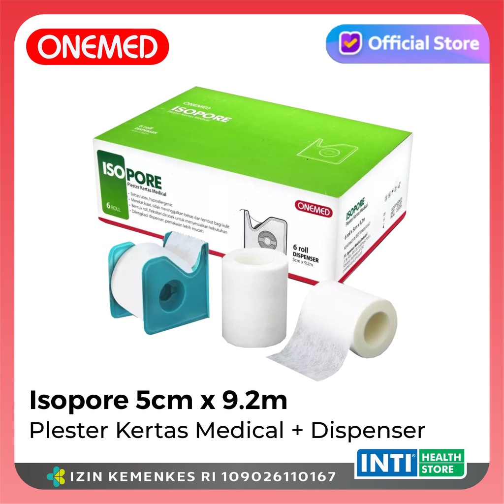 ONEMED ISOPORE Plester Kulit  + Dispenser | Plester Luka | P3K | Plester Kulit warna Putih