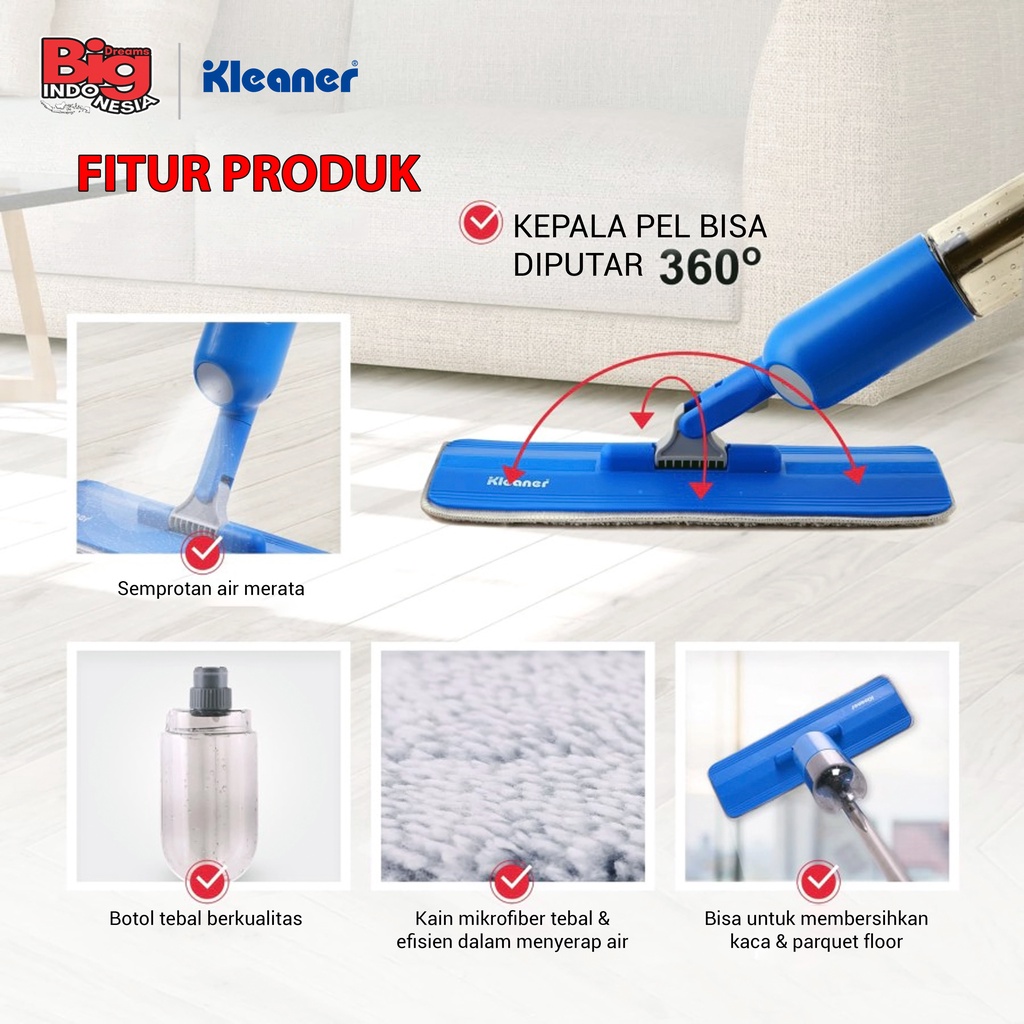 Alat Pel Semprot Kain Microfiber 2 In 1 Spray Mop Pembersih Lantai Kleaner GSA014