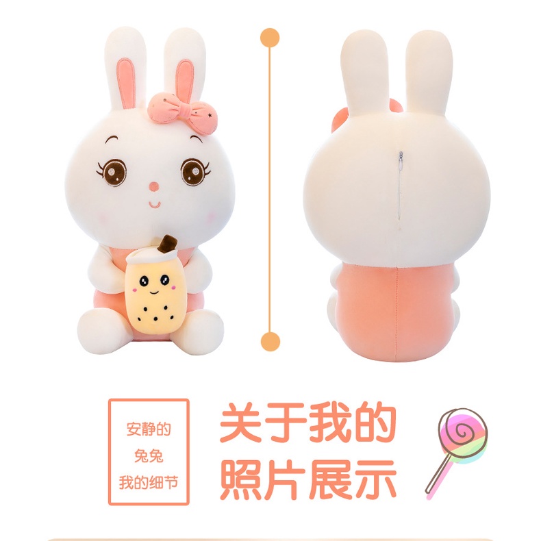 Boneka Bunny Pegang Bubble Tea Super Jumbo 70cm Bahan Plush