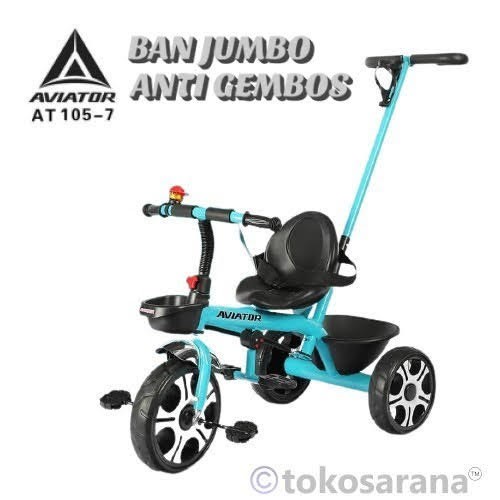 Terlaris Sepeda Roda Tiga Anak Aviator At105-7 Rotor 1-3 Tahun Tongkat Dorong