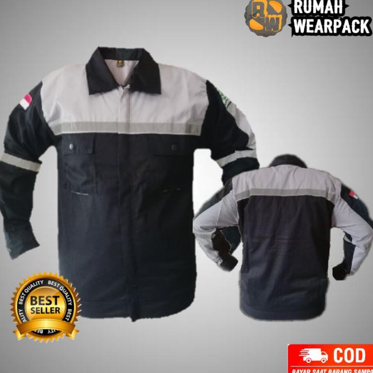 LANGSUNG KIRIM Wearpack Safety Baju Safety Lengan Panjang Warna Navy Kombinasi Abu Muda