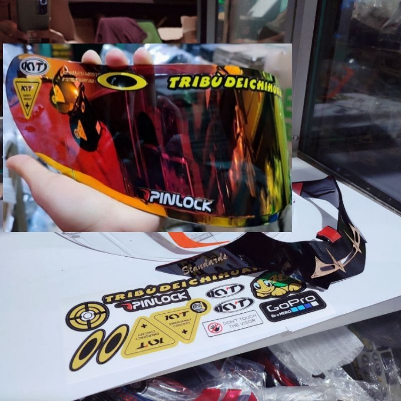 COD ⭐paket flat visor KYT Rc7 iridium gold /KYT k2r/ kyt r10 + spoiler KYT / gratis stiker