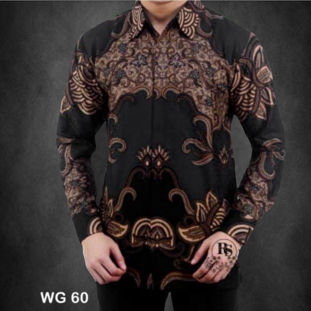 BSWART Batik HRB026 kenongo kemeja panjang anjani biru Pekalongan M L XL Batik Pria MURAH Modern Grosir