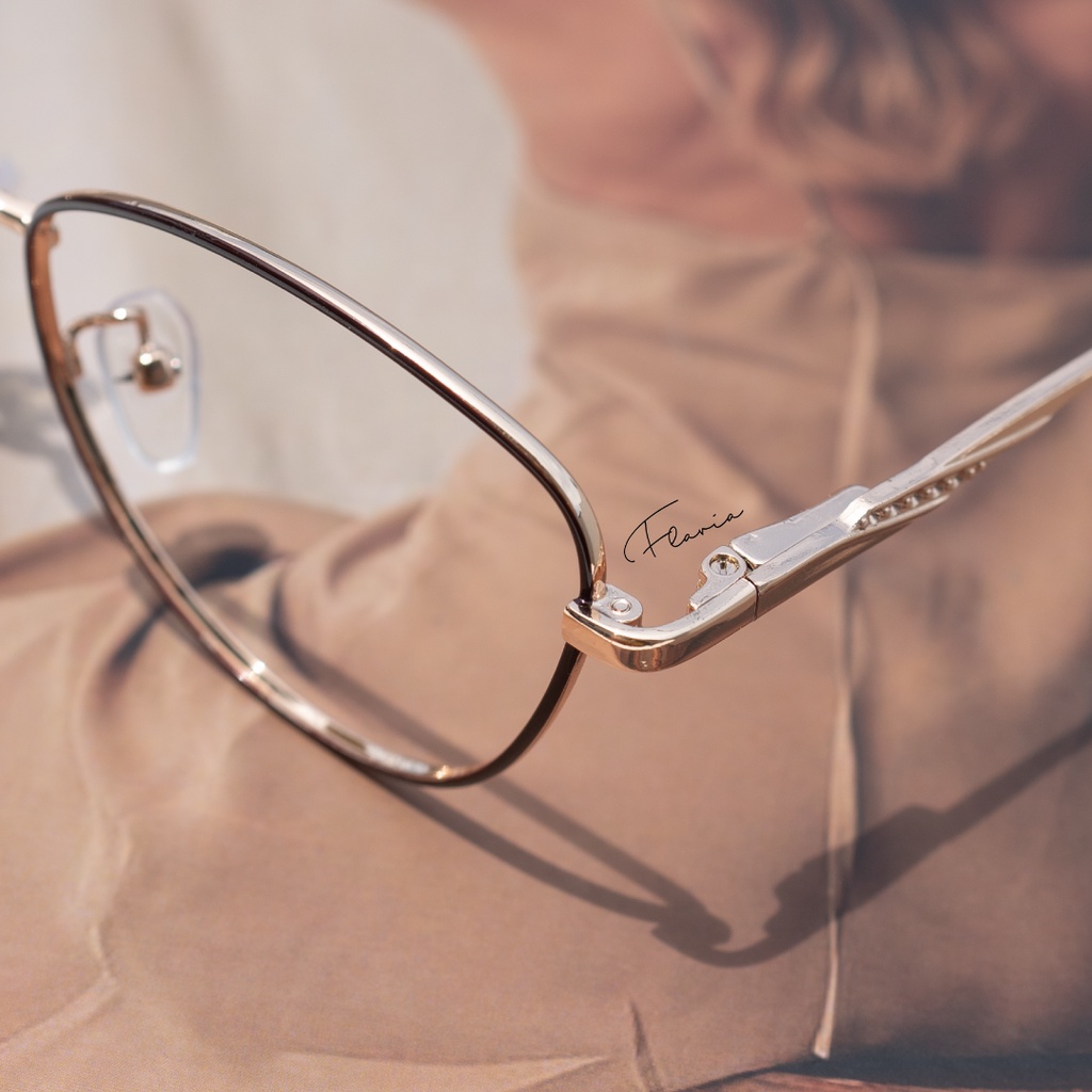 Flavia Eyewear - Kacamata Lily Titanium (custom minus, photochromic, blueray, bluechromic dan photobrown)