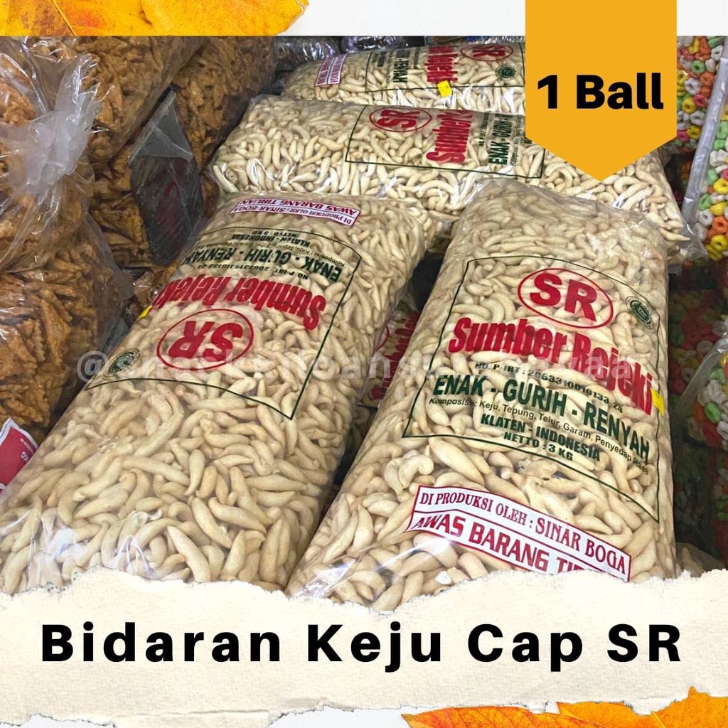 

Bidaran Keju Cap SR 1 BALL (3KG)/ Telur Gabus Gurih/ Snack Kiloan Murah/ MAK E DOR