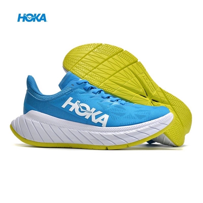 Sepatu lari hoka carbon x2 blue