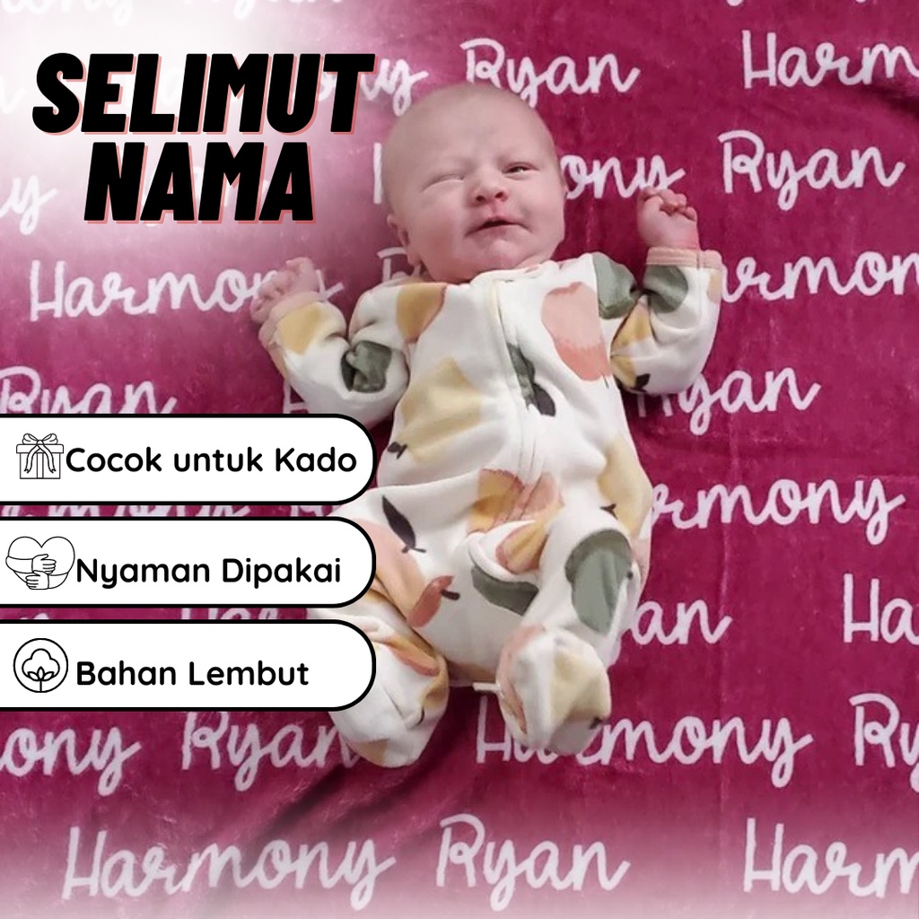 Selimut NAMA BAYI  NO COD Bahan Lembut Baby Blanket Kado Bayi