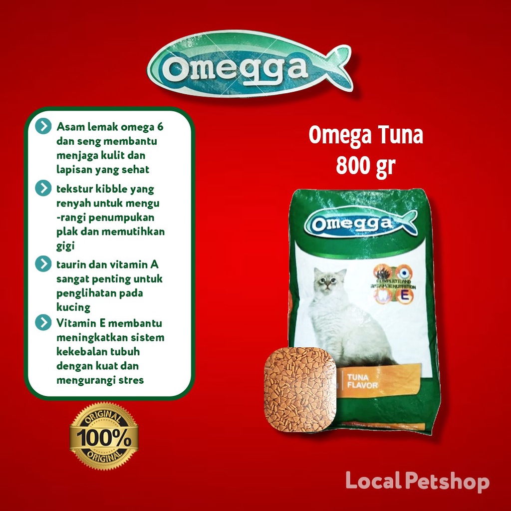 Omega Catfood dry makanaan kucing kering 800 gr rasa tuna dan seafood original termurah