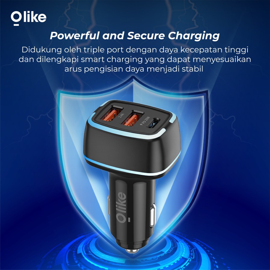 Charger Mobil Olike R3 Car Charger Powerful LED Light PD 20 watt