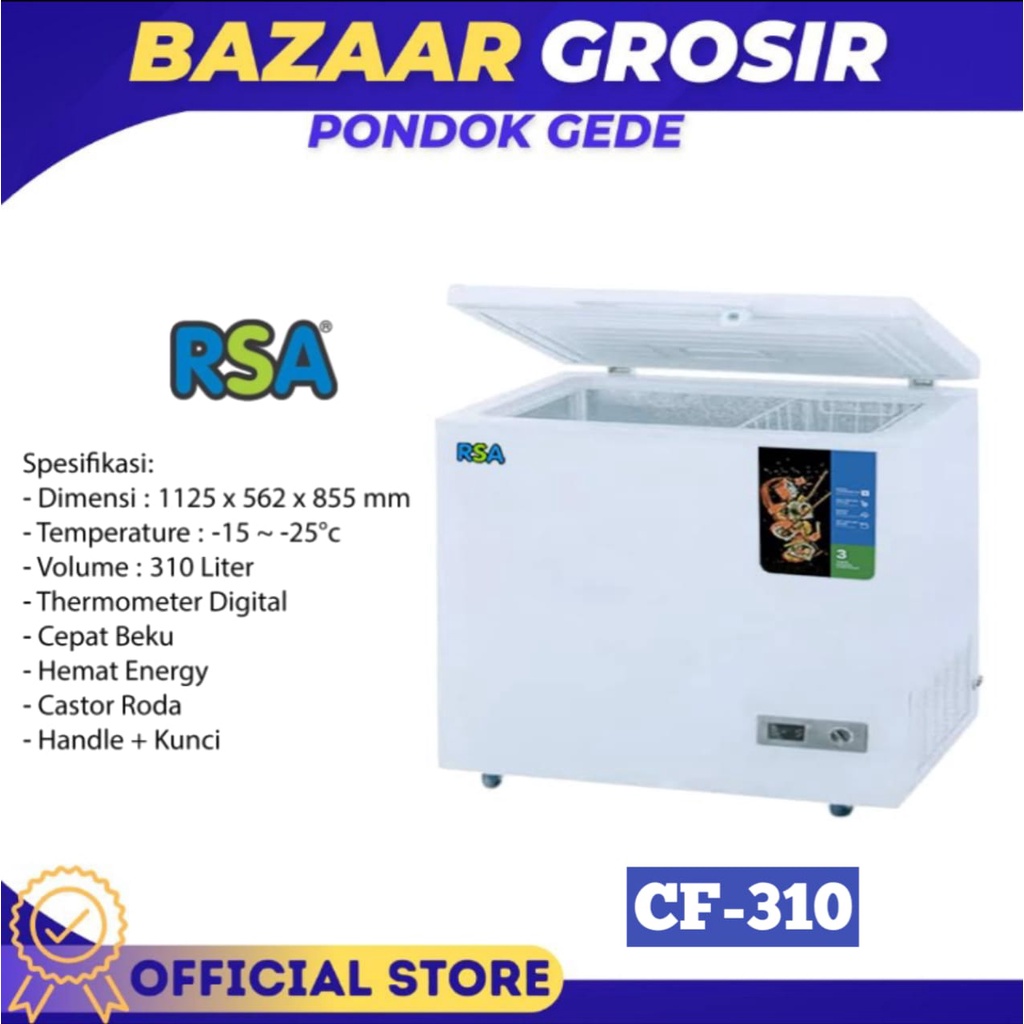 CHEST FREEZER RSA CF 310 / CF310 / CF-310 FREEZER BOX FROZEN 310 LITER