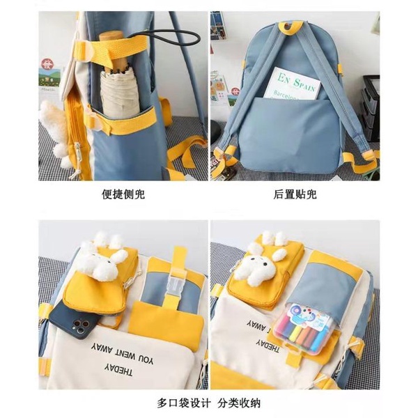 ZC 4380 RISCE TAS RANSEL SEKOLAH IMPORT WANITA CEWEK PEREMPUAN JAKARTA BATAM FREE GANTUNGAN BONEKA