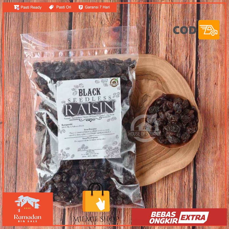 

Black Seedless Raisins Kismis hitam tanpa biji 1 Kg