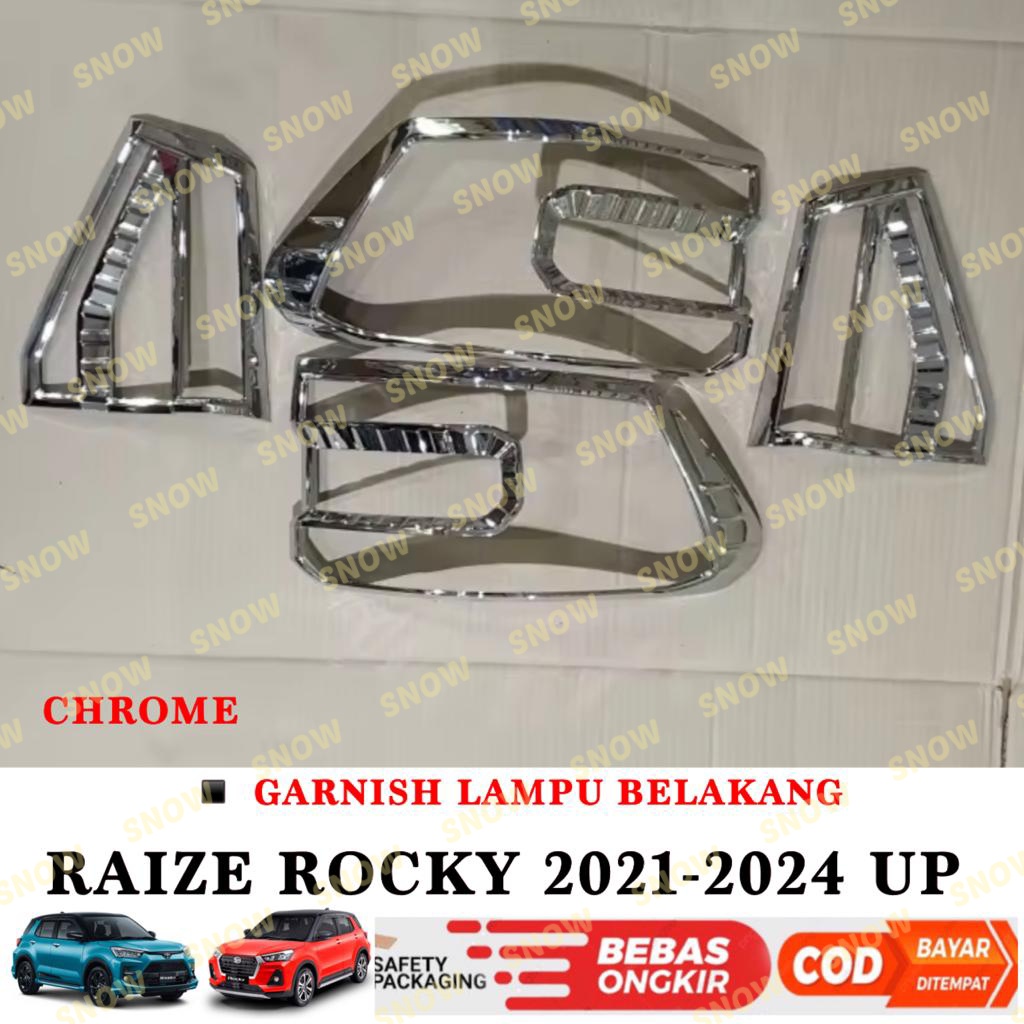 Garnish Lampu Belakang Mobil Raize Rocky 2021 2023 2024 Up Hitam Chrome