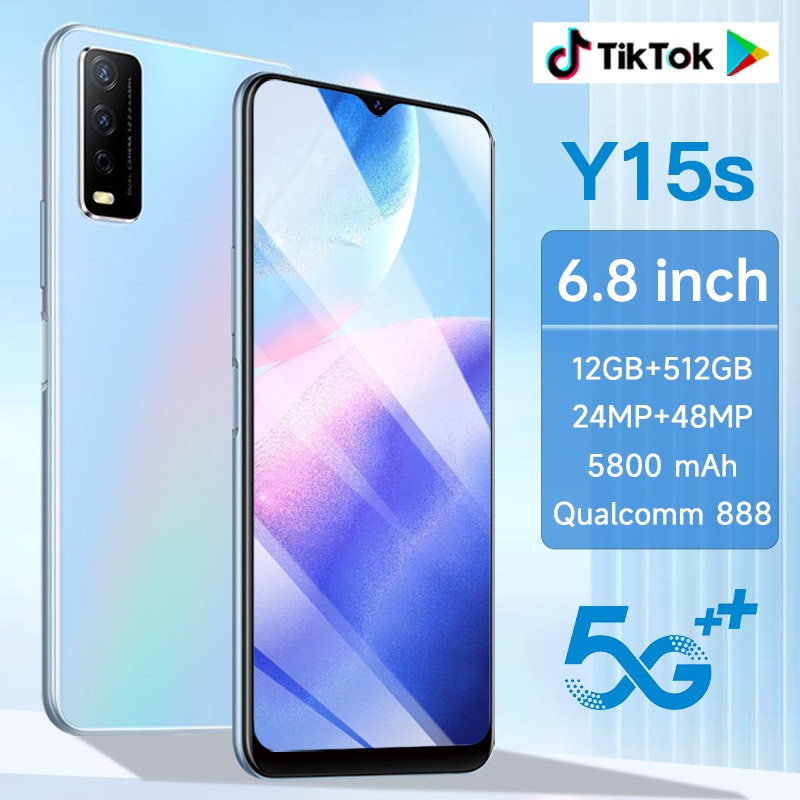 【Produk Baru HP】Ponsel Pintar Baru VIV0 Y15s 6.8 inci HD Kamera Ponsel Android RAM 16GB + ROM 512GB 