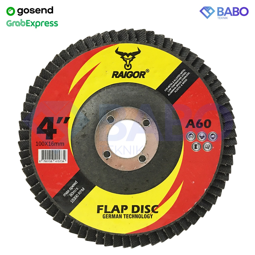 Amplas Susun Gerinda 4 Inch RAIGOR Flap Disk Grid 60 80 120 240 Mata Gerinda Amplas